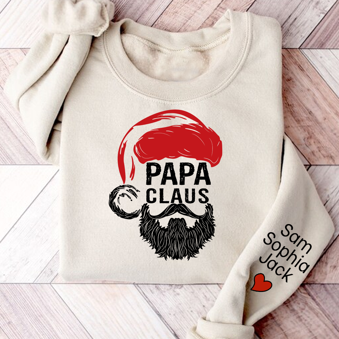 Christmas Papa Claus 2023 Gift Custom Name Kids Sweatshirt