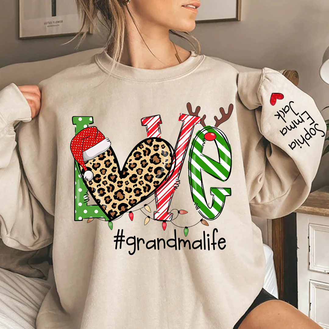 Merry Christmas Love grandmalife Sweatshirt with Grandkids Sweatshirt