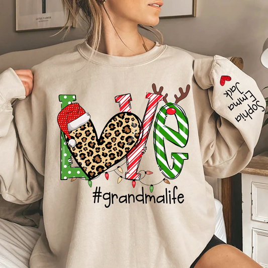 Merry Christmas Love grandmalife Sweatshirt with Grandkids Sweatshirt
