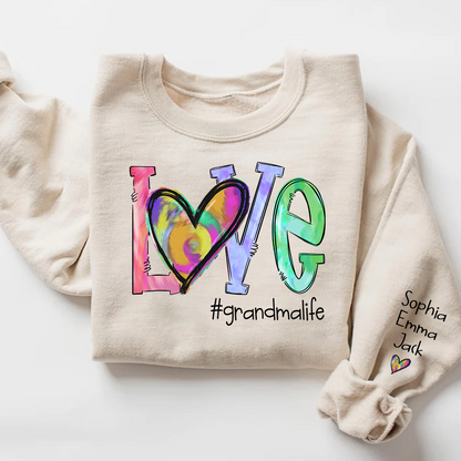 Love Grandmalife colorful heart  And Grandkids 2024 Sweatshirt
