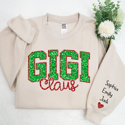 Glitter Red Gigi Claus Christmas With Grandkids Sweatshirt