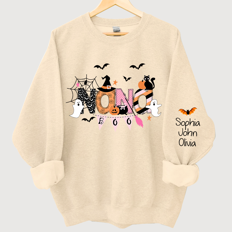 Personalized Nana Halloween Doodle Alphabet Witch Ghost Pumpkin Bat Sweatshirt