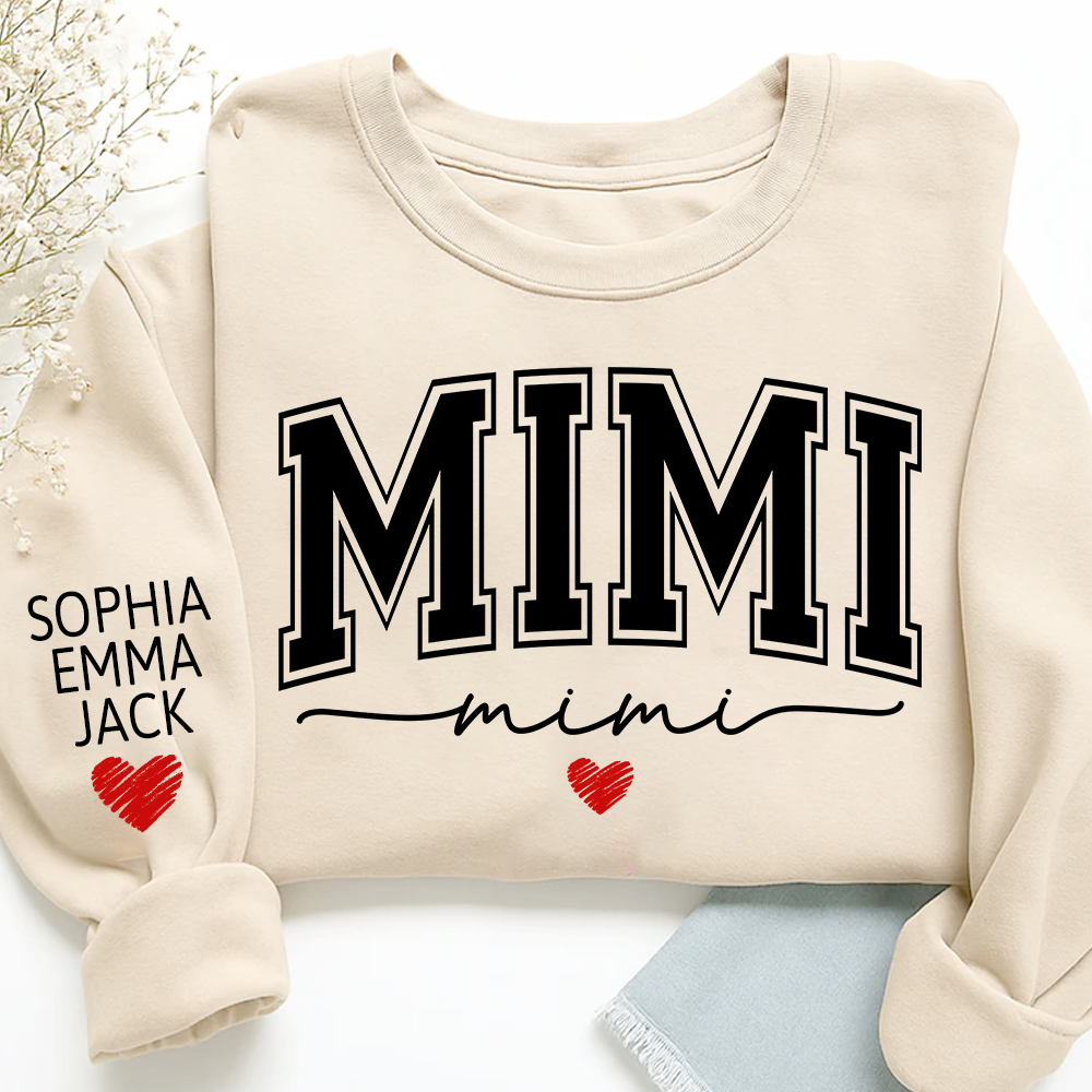 Personalized Mimi Sweatshirt with Grandkids’ Names, Gift for Grandma Birthday Christmas Sweatshirt
