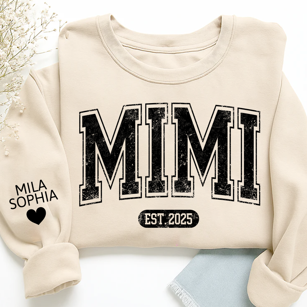 Mimi est with Grandkids’ Names, Custom Gift for Grandma Sweatshirt