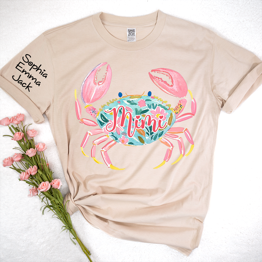Mimi Crab Shirt Personalized Grandma Shirt, Funny Ocean Animal Tee, Cute Coastal Grandma Gift T-Shirt, Retro Summer Beach Shirt