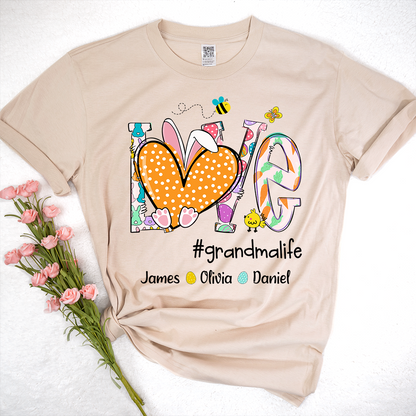 Love Grandmlife Easter Bunny Gift For Family, Custom Grandma And Grandkids T-Shirt