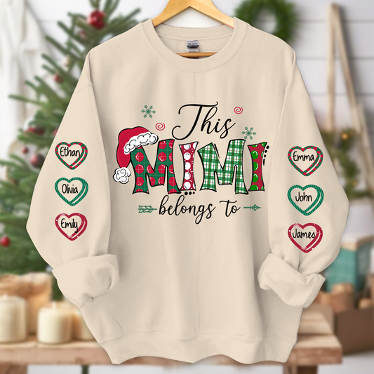 This Mimi belongs to merry christmas And Grandkids Name Sweatshirt