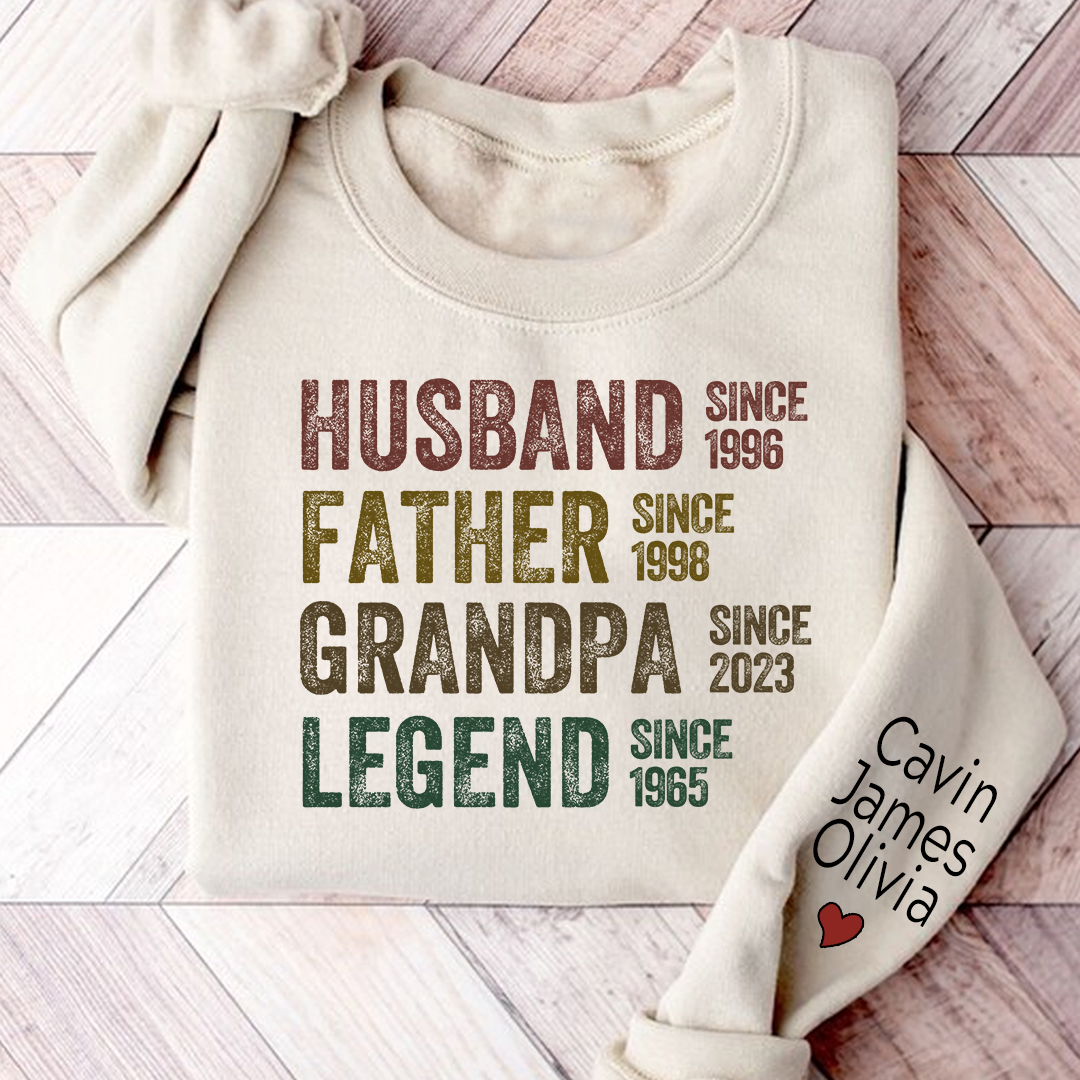 Personalized Dad Grandpa Husband Father Grandpa Legend 2023 And Custom Name Kids Sweatshirt