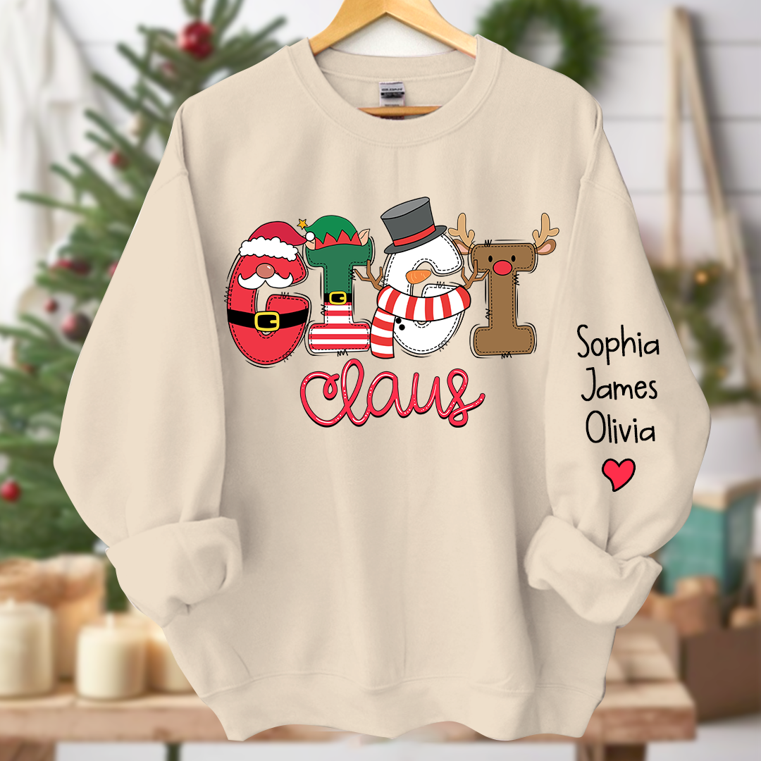 Gigi Claus Merry Christmas Grandma Claus, Nana Claus and Grandkids Sweatshirt