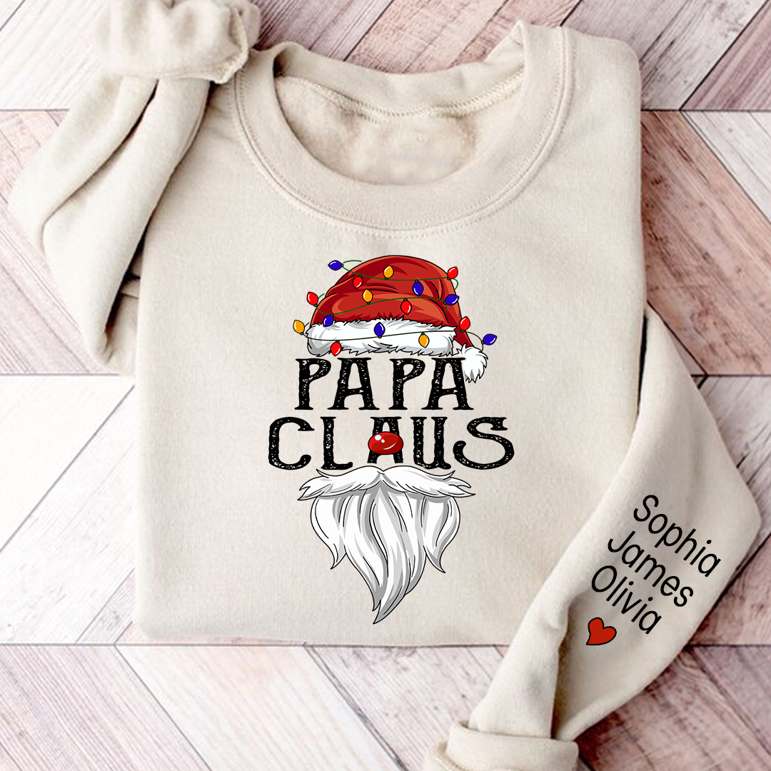 Personalize Merry Christmas Papa Claus, Dad Claus 2023 Gift Custom Name Kids Sweatshirt