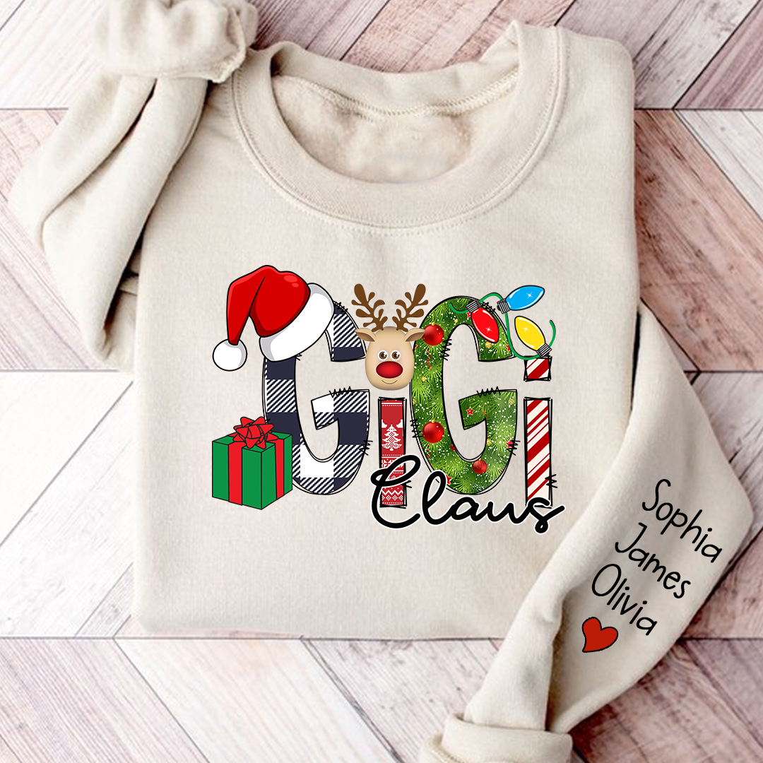 Gigi Claus Sweatshirt, Merry Christmas Nana, Grandma  Sweatshirt, Custom Grandma Claus Christmas
