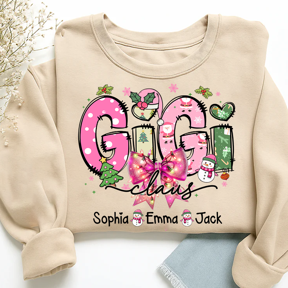 Gigi claus tree santa And Grandkids Christmas Sweatshirt