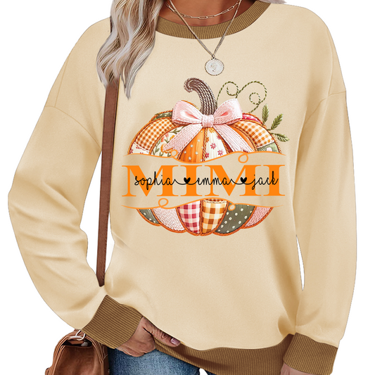 Mimi Pumpkin with Grandkids Names – Fall Gift for Grandma Sweatshirt Mix