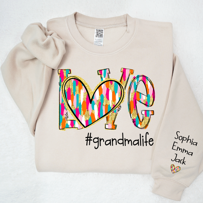 Personalized Love grandmalife Colorful And Grandkids Chritsmas Sweatshirt
