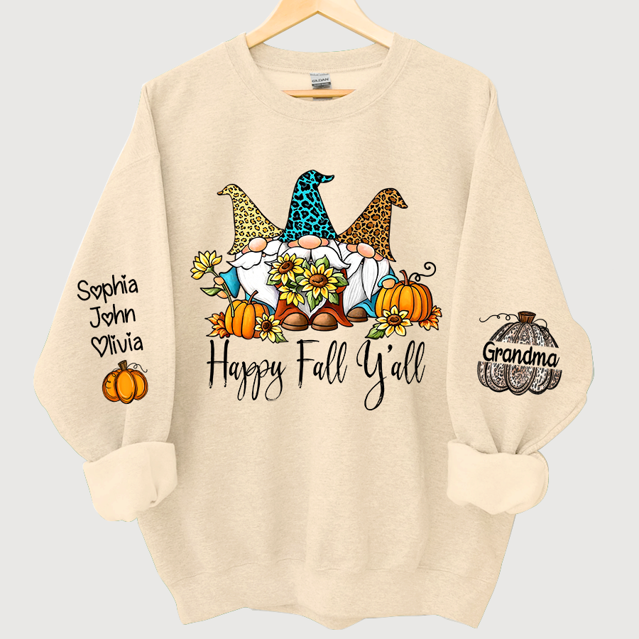 Happy Fall Y'all Grandma With Grandkids Autumn Sweatshirt