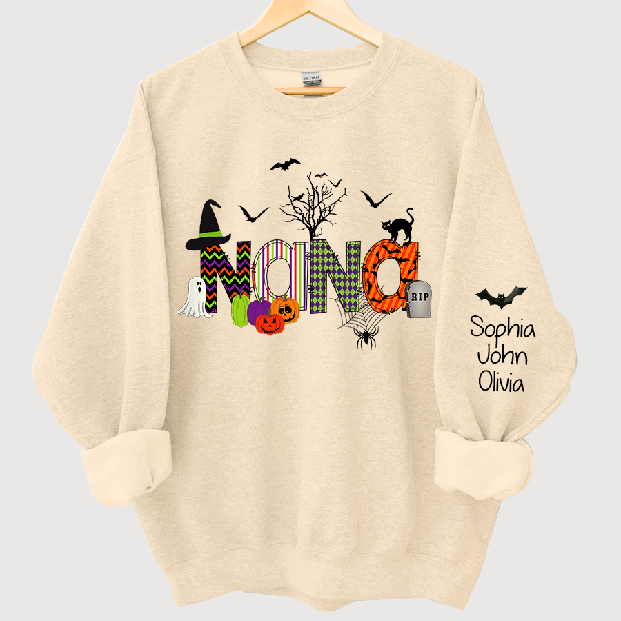 Personalized Halloween Doodle Alphabet Nana Grandma Grandkids Sweatshirt