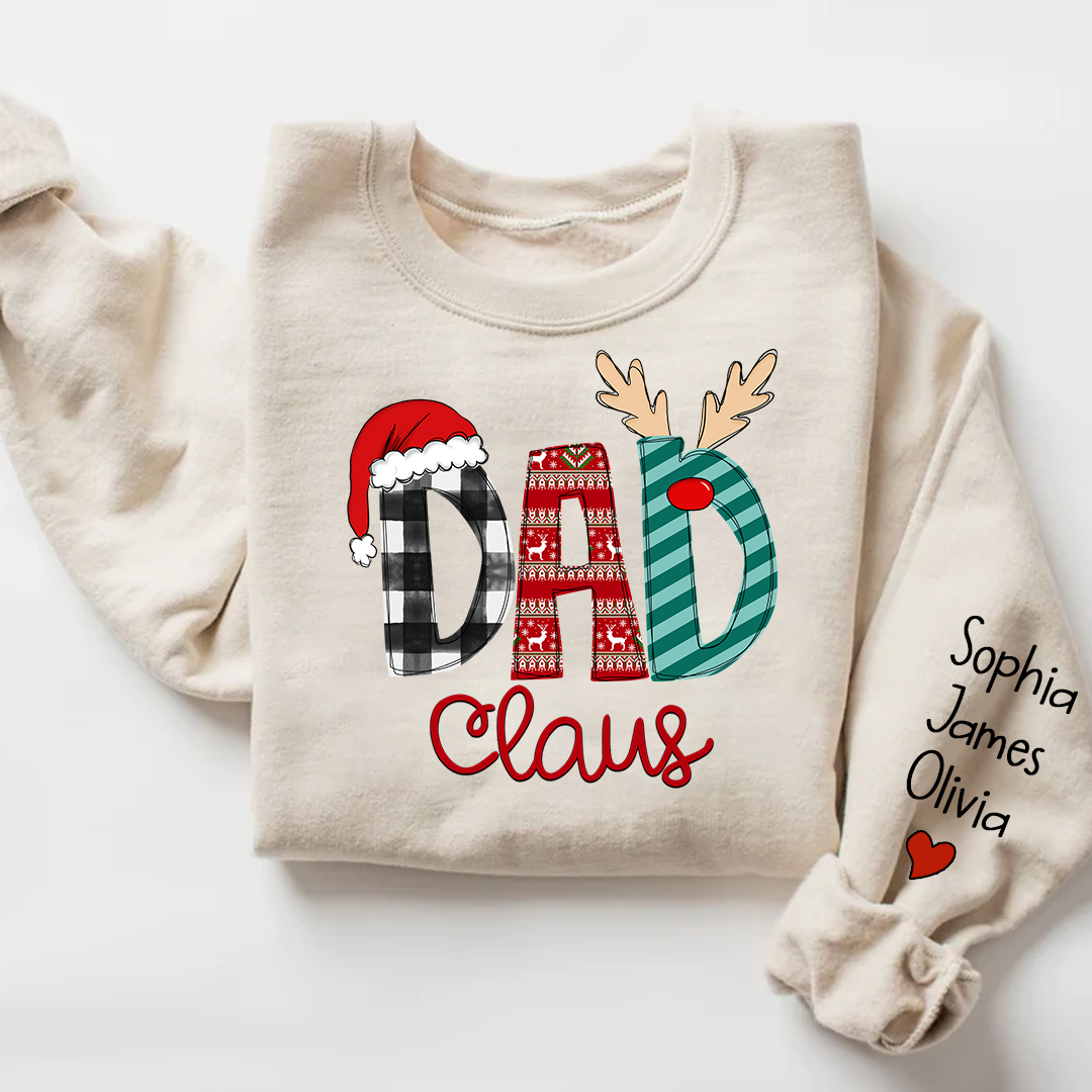 Dad Claus Merry Christmas Papa Claus Gift Custom Name Kids Sweatshirt