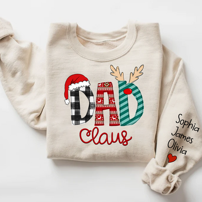 Dad Claus Merry Christmas Papa Claus Gift Custom Name Kids Sweatshirt