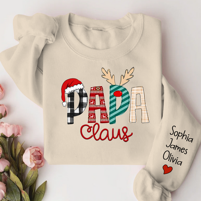 Personalize Merry Christmas Papa Claus, Dad Claus Gift Custom Name Kids Sweatshirt
