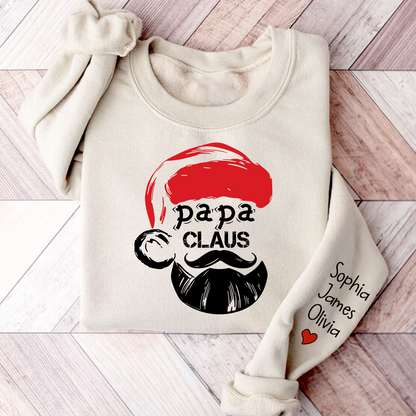 Merry Christmas Papa Claus, Dad Claus Gift Custom Name Kids Sweatshirt
