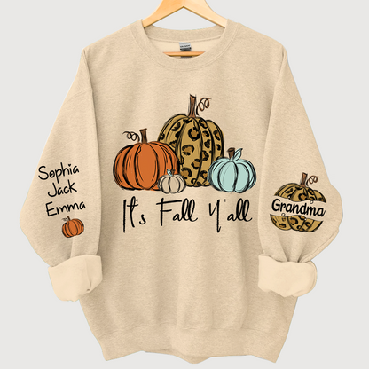 Personalized Its Fall Yall Grandma And Grandkids Pumpkin autumn CL01 Sweatshirt