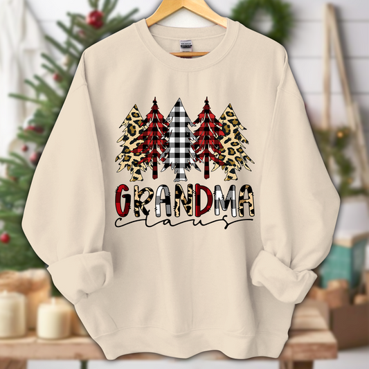 Personalized Christmas tree Grandma claus And Grandkids Sweatshirt