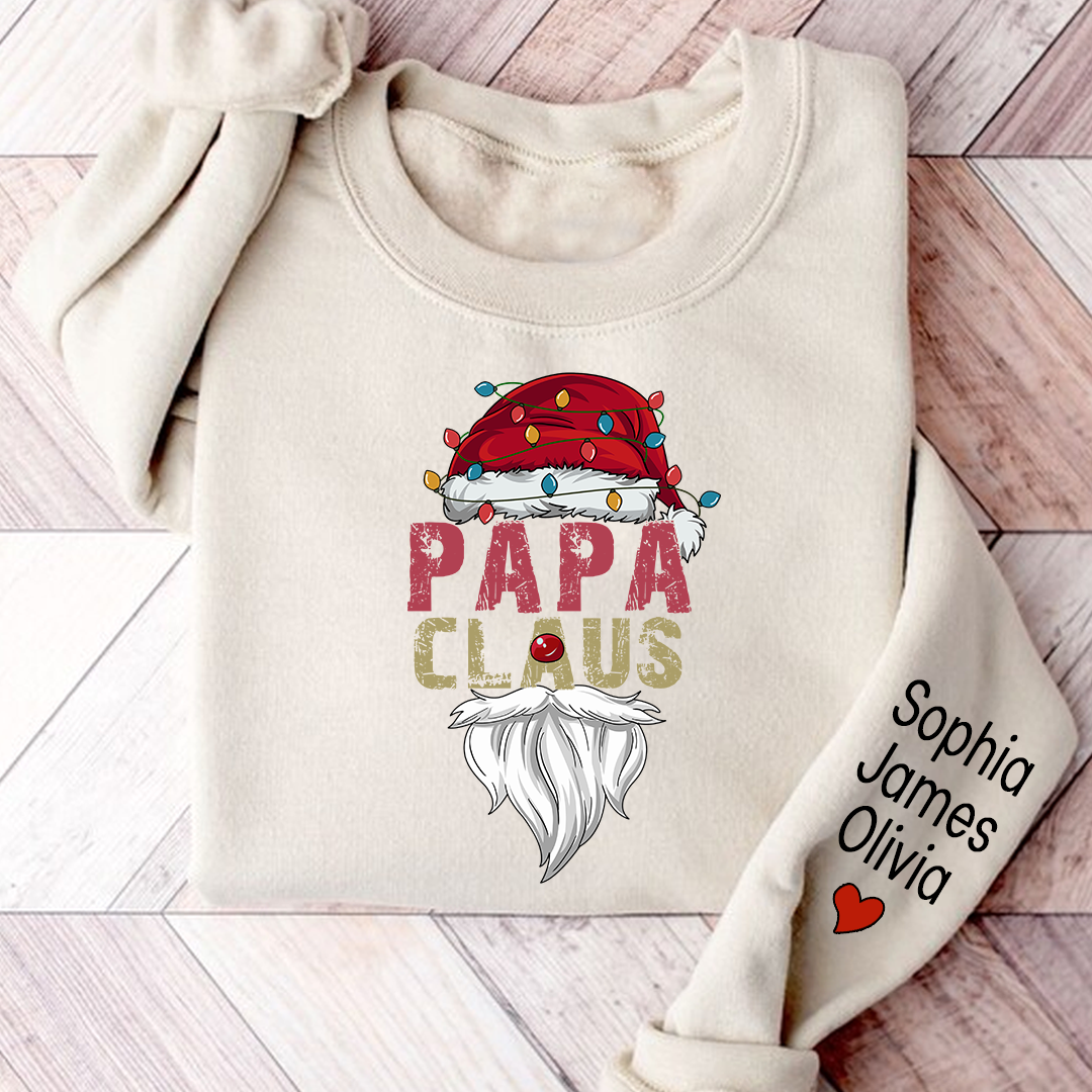 Merry Christmas Papa Claus, Dad Claus 2023 And Custom Name Kids Sweatshirt