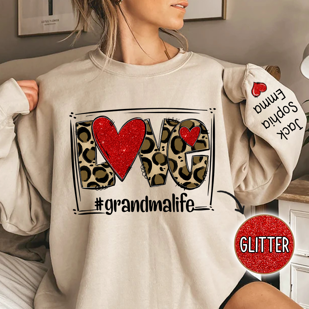Glitter Love grandmalife leopard and kids Sweatshirt