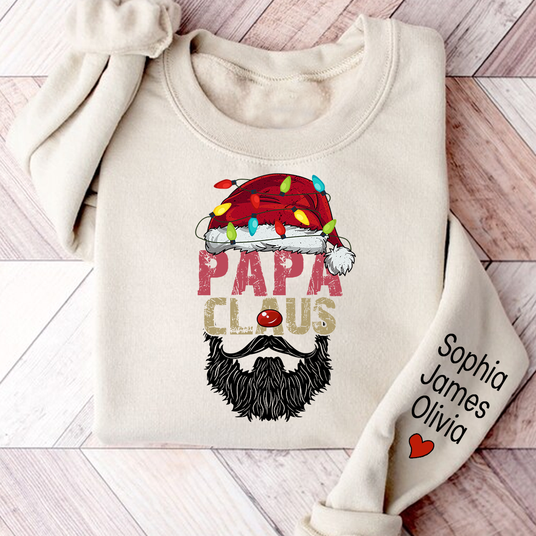 Papa Claus Christmas 2023 Gift Custom Name Kids Sweatshirt