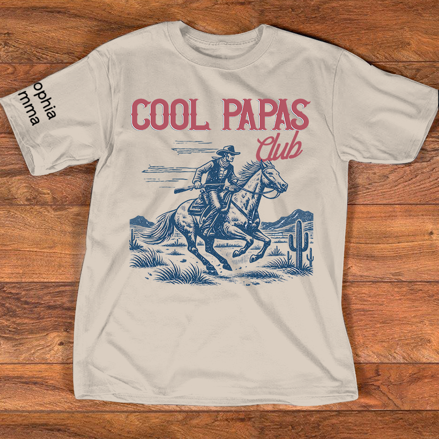 Personalized Cool Papas Club Personalized Cowboy Shirt - Custom Dad Gift with Kids' Names, Perfect for Father's Day, Family Gift for Fathers Day Birthday