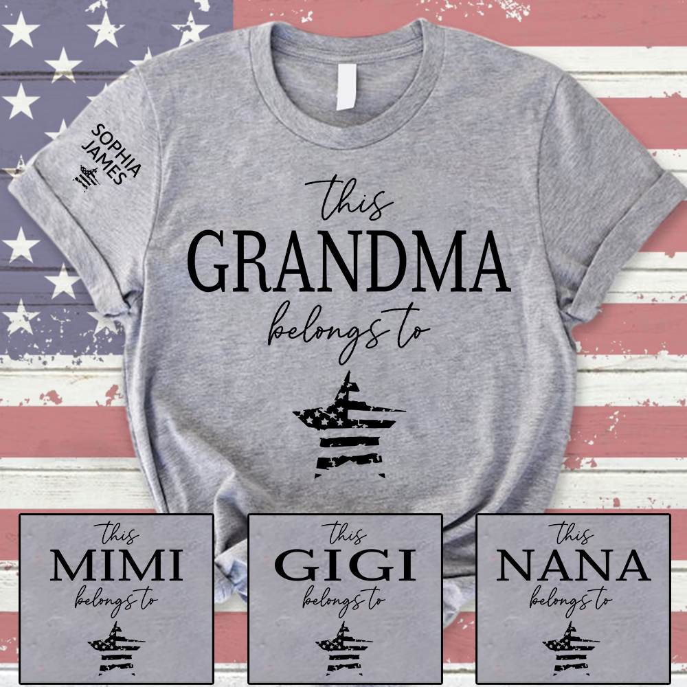 Personalized Grandma Shirt This Grandma Belongs To with Kids Names Patriotic 4th of July Custom Family T Shirt