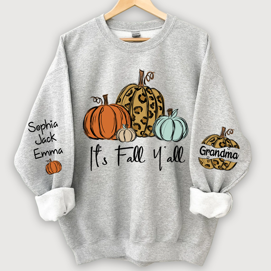 Personalized Its Fall Yall Grandma And Grandkids Pumpkin autumn CL01 Sweatshirt