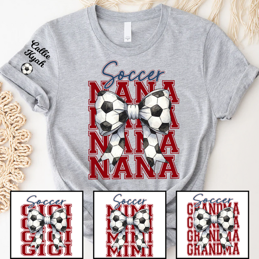 Soccer Game Day Nana Gigi Grandma and Grandkids Personalized T-shirt