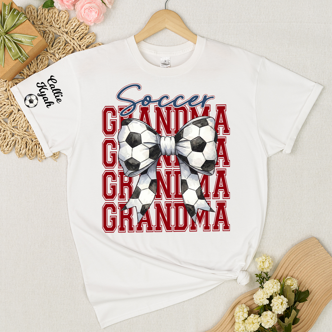 Soccer Game Day Nana Gigi Grandma and Grandkids Personalized T-shirt