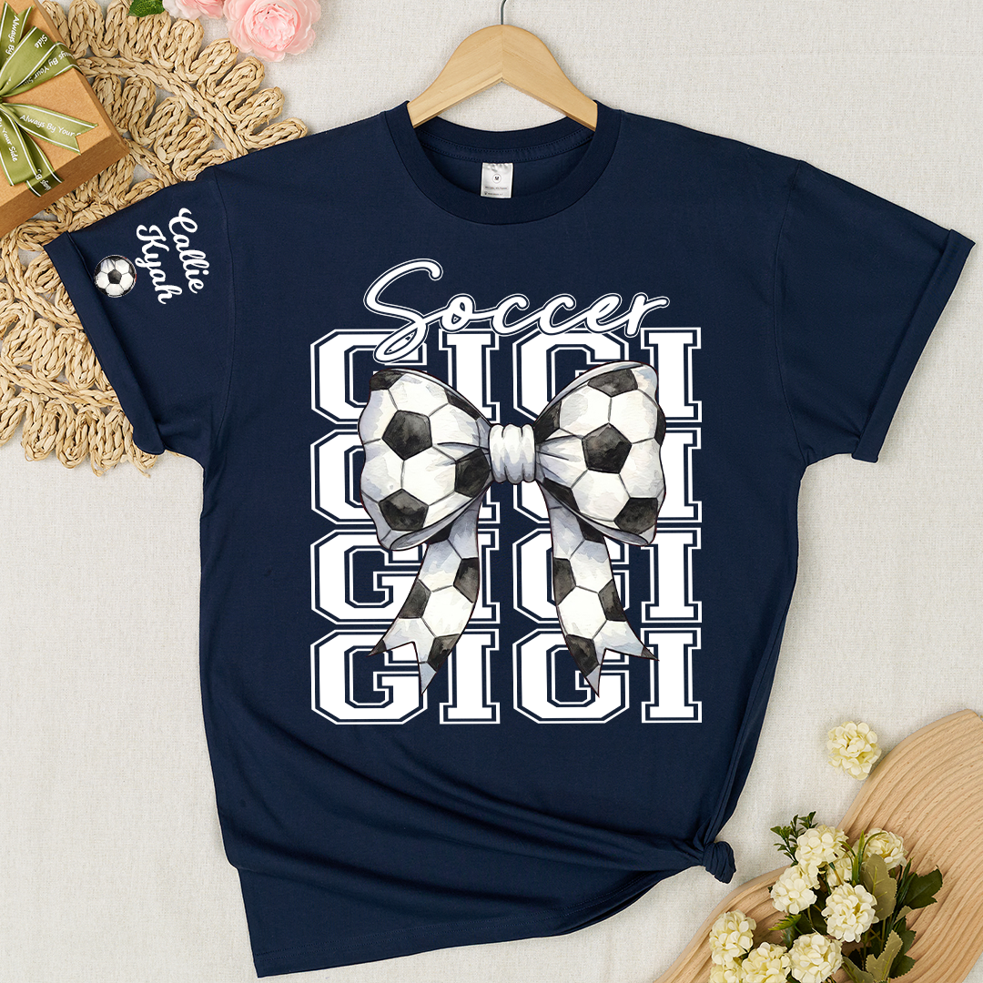 Soccer Game Day Nana Gigi Grandma and Grandkids Personalized T-shirt