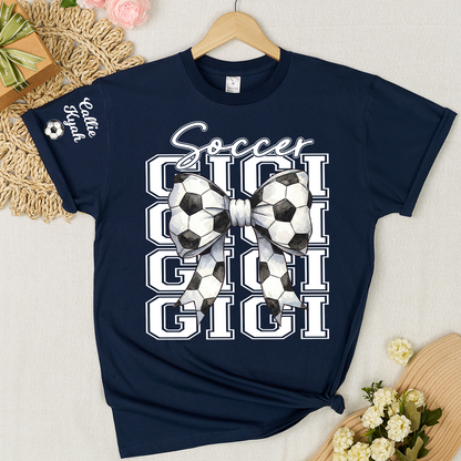 Soccer Game Day Nana Gigi Grandma and Grandkids Personalized T-shirt