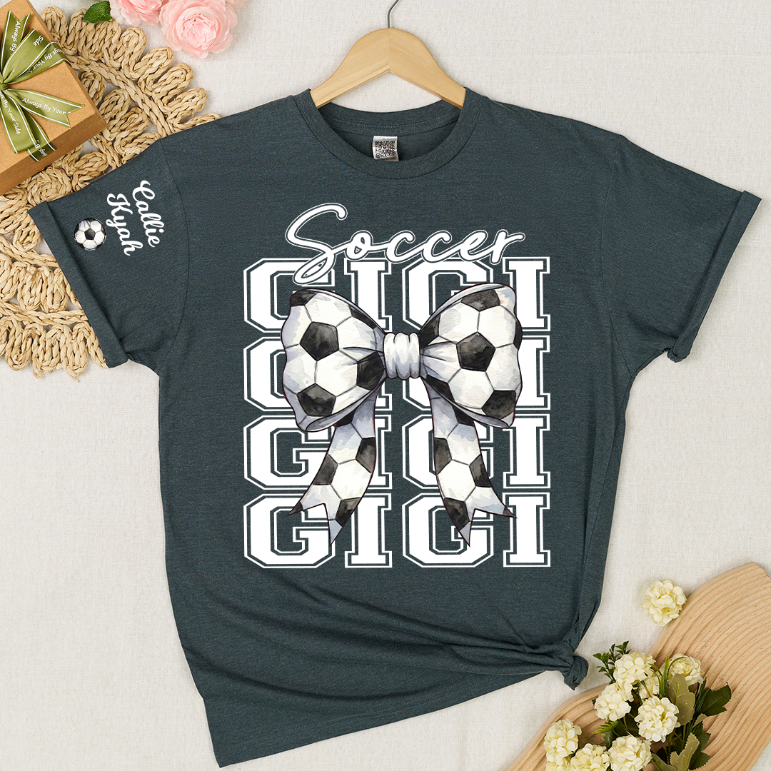 Soccer Game Day Nana Gigi Grandma and Grandkids Personalized T-shirt