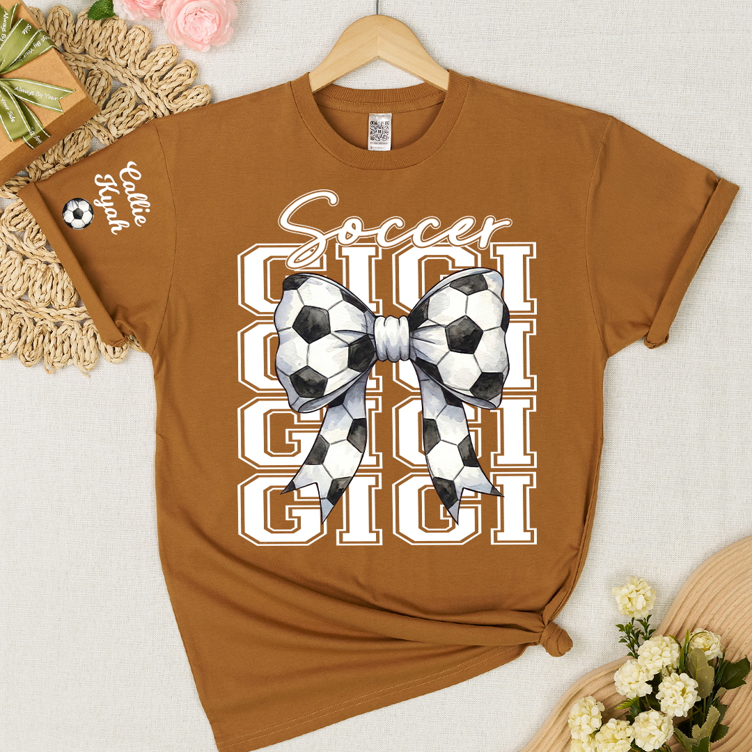 Soccer Game Day Nana Gigi Grandma and Grandkids Personalized T-shirt