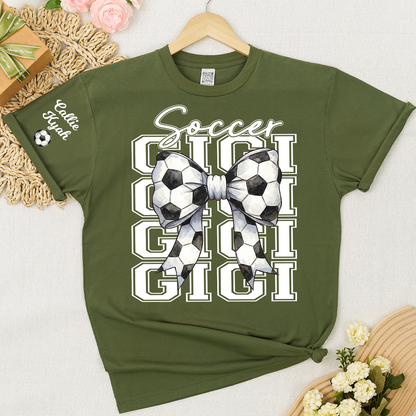 Soccer Game Day Nana Gigi Grandma and Grandkids Personalized T-shirt