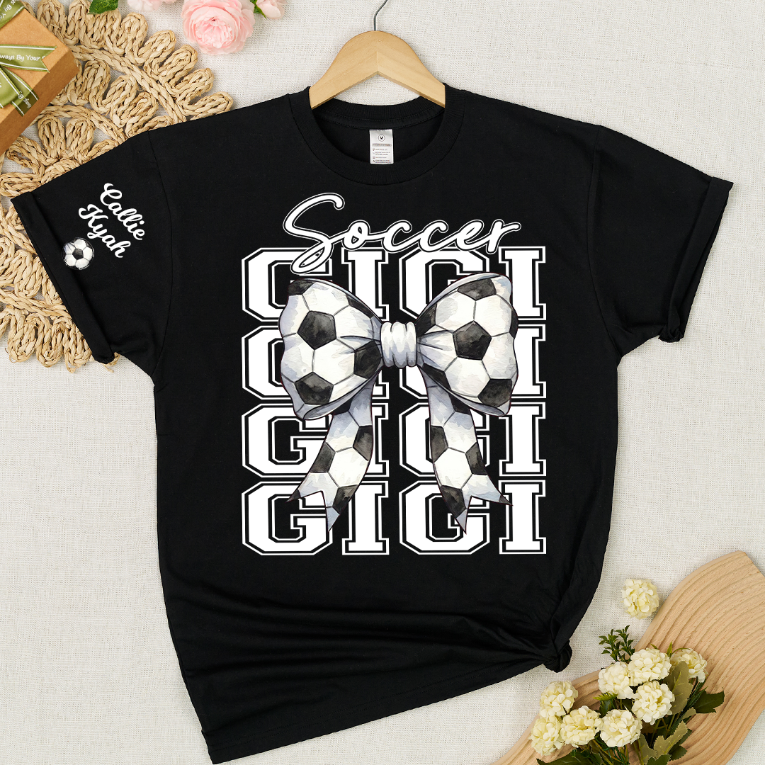 Soccer Game Day Nana Gigi Grandma and Grandkids Personalized T-shirt