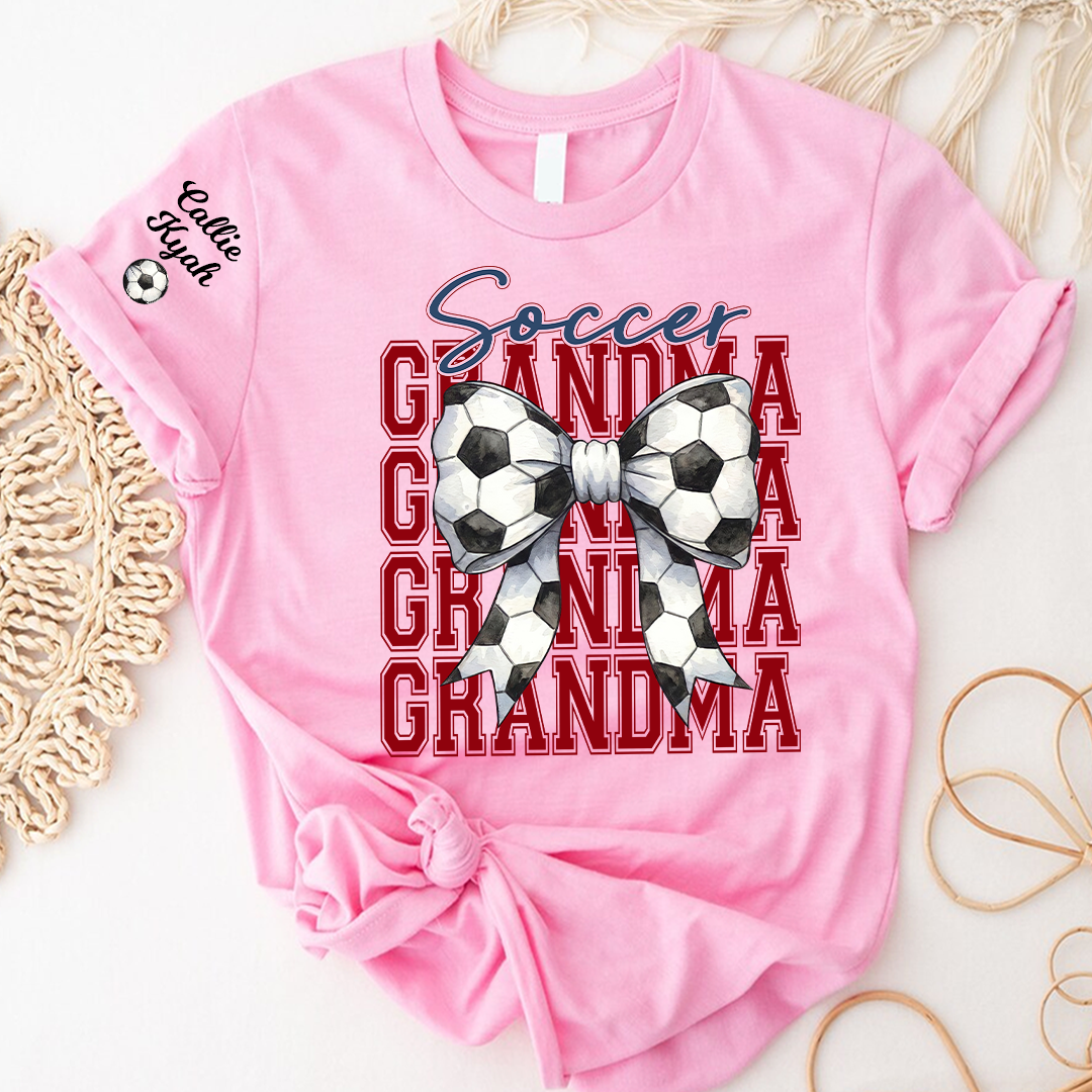 Soccer Game Day Nana Gigi Grandma and Grandkids Personalized T-shirt