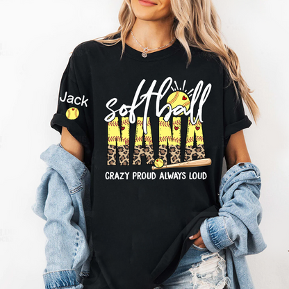 Softball Nana Softball Bow Game Day Mimi Nana Grandma and Grandkids Sports T-shirt