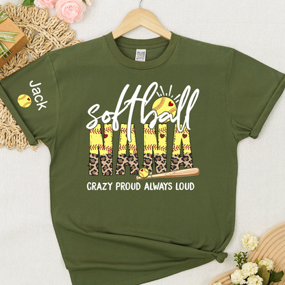 Softball Nana Softball Bow Game Day Mimi Nana Grandma and Grandkids Sports T-shirt