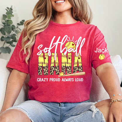 Softball Nana Softball Bow Game Day Mimi Nana Grandma and Grandkids Sports T-shirt