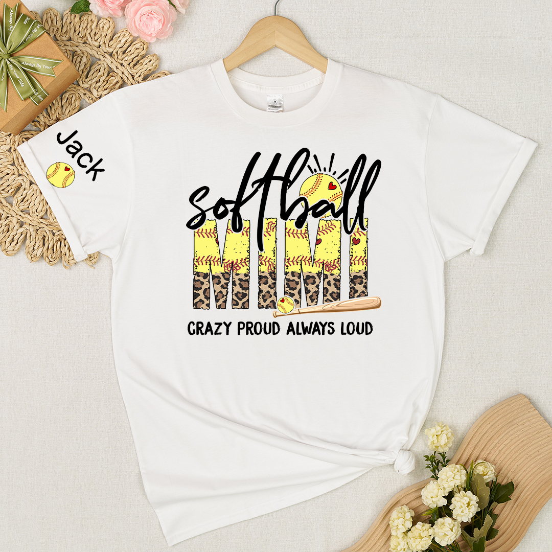 Softball Nana Softball Bow Game Day Mimi Nana Grandma and Grandkids Sports T-shirt