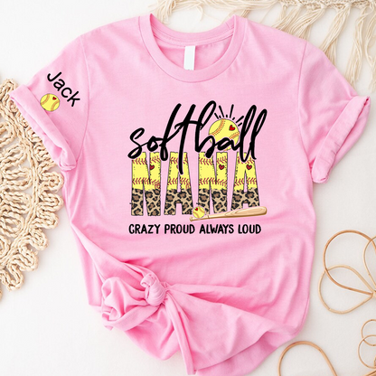 Softball Nana Softball Bow Game Day Mimi Nana Grandma and Grandkids Sports T-shirt