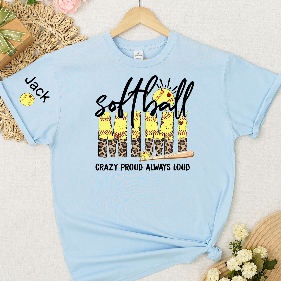 Softball Nana Softball Bow Game Day Mimi Nana Grandma and Grandkids Sports T-shirt