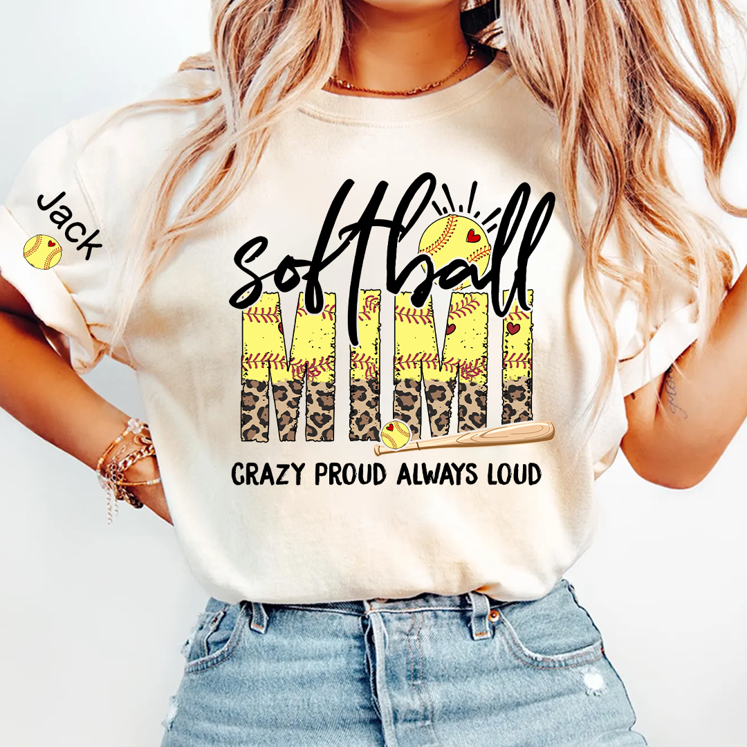 Softball Nana Softball Bow Game Day Mimi Nana Grandma and Grandkids Sports T-shirt