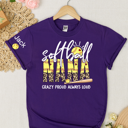 Softball Nana Softball Bow Game Day Mimi Nana Grandma and Grandkids Sports T-shirt