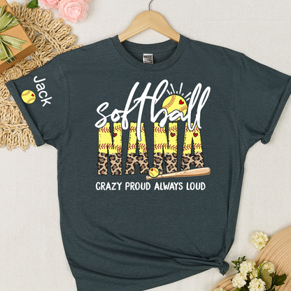 Softball Nana Softball Bow Game Day Mimi Nana Grandma and Grandkids Sports T-shirt